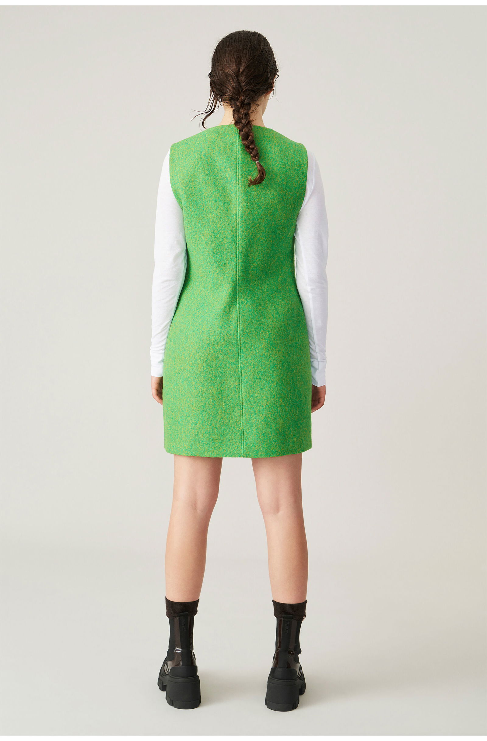 GANNI Recycled Wool Asymmetrical Mini Dress