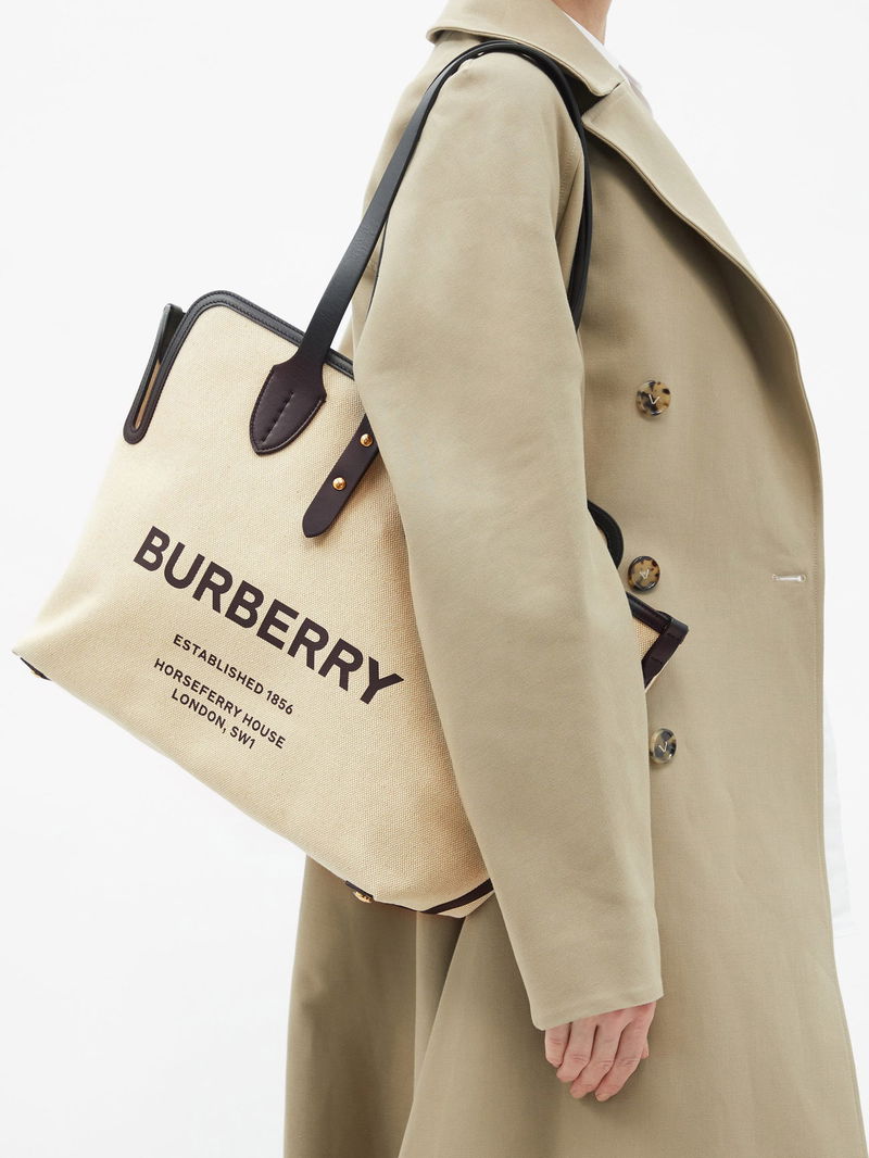 BURBERRY Logo-print cotton-canvas tote bag