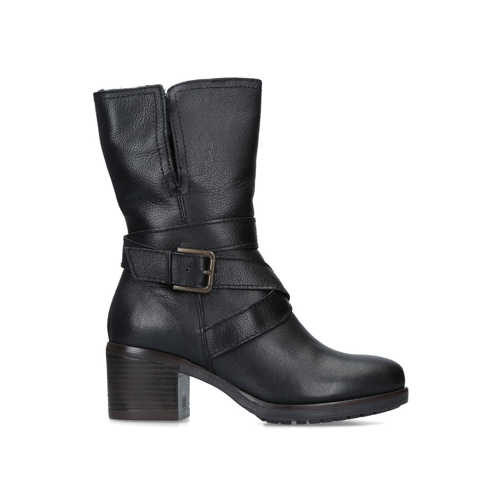 CARVELA Solo Leather Block Heel Biker Boots endource