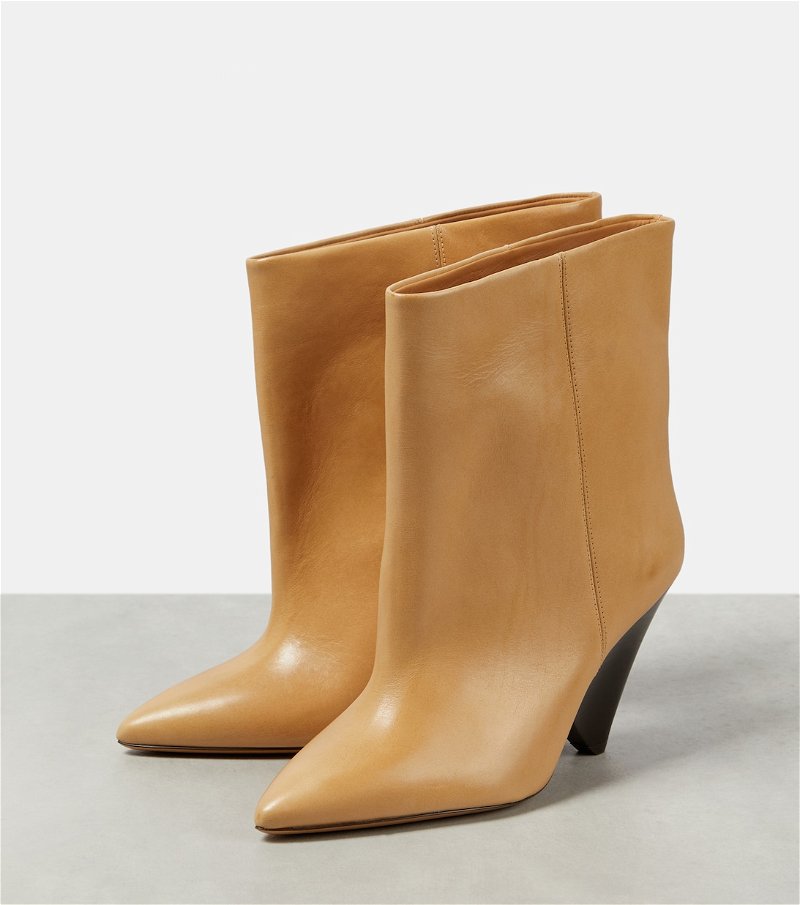 REISS Lyra Signature Leather Ankle Boots in Camel