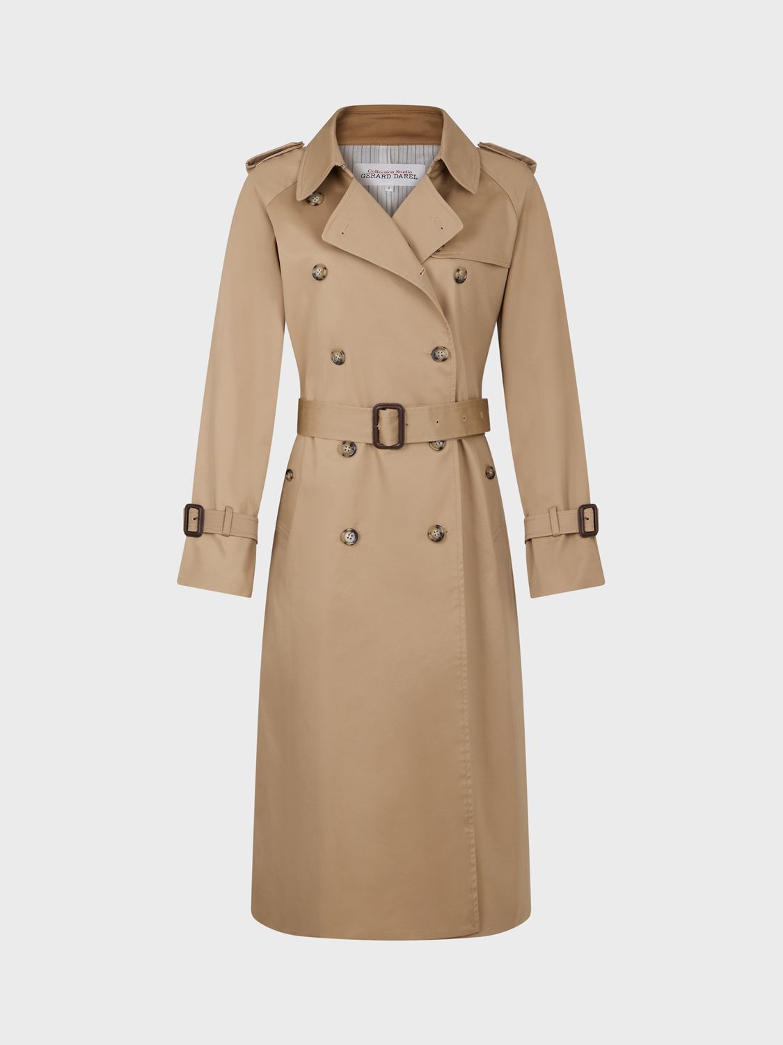 Gerard Darel Serge Double Breasted Cotton Trench Coat in Beige | Endource