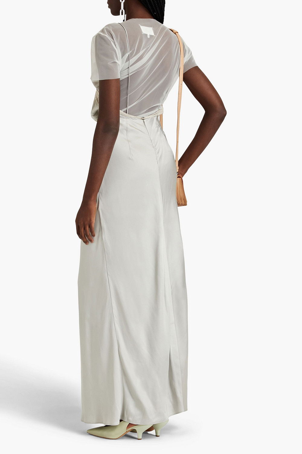 MM6 MAISON MARGIELA Convertible Lace-Trimmed Satin Maxi Slip Dress |  endource