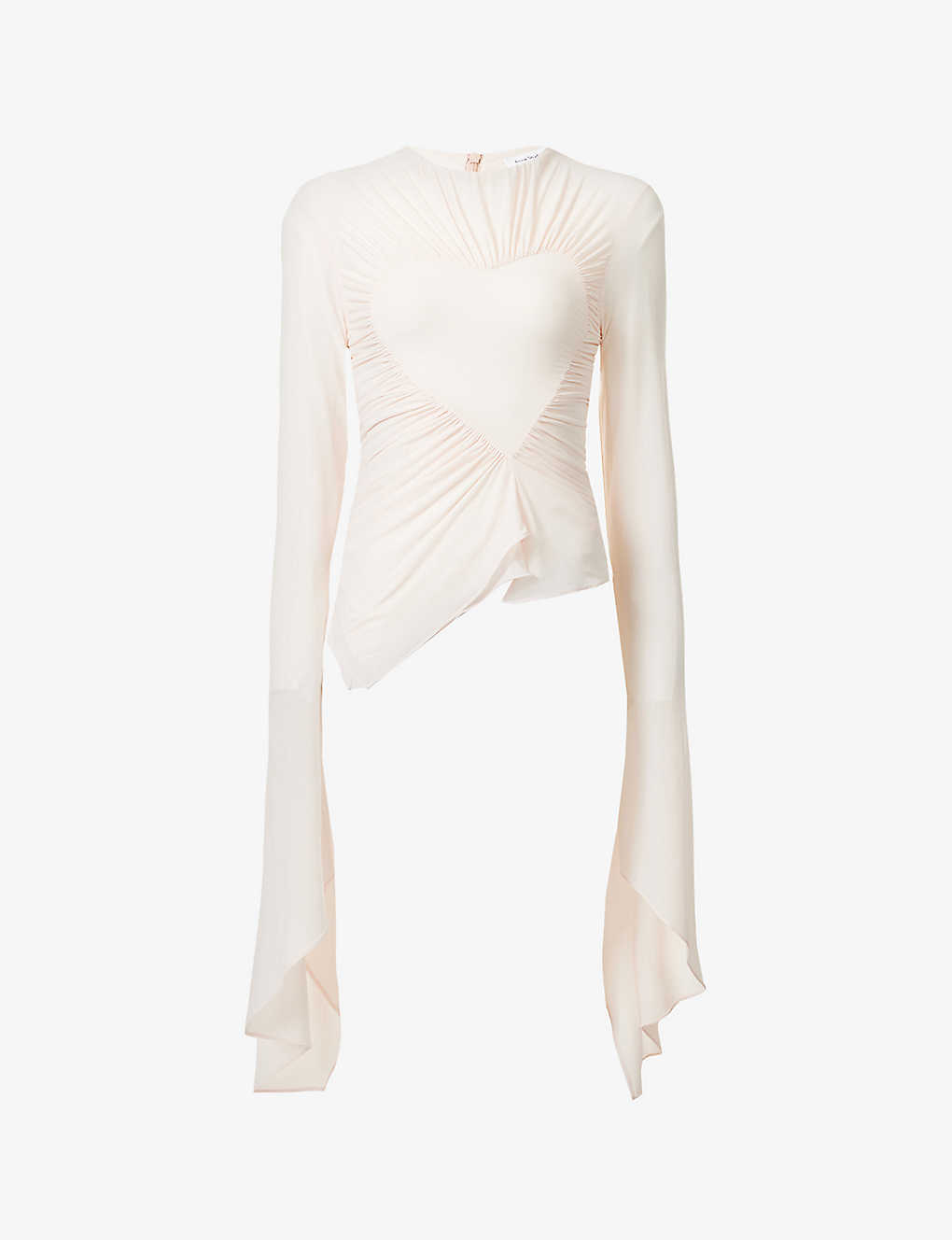 ACNE STUDIOS Heart Flared-Hem Stretch Top in DUSTY PINK | Endource