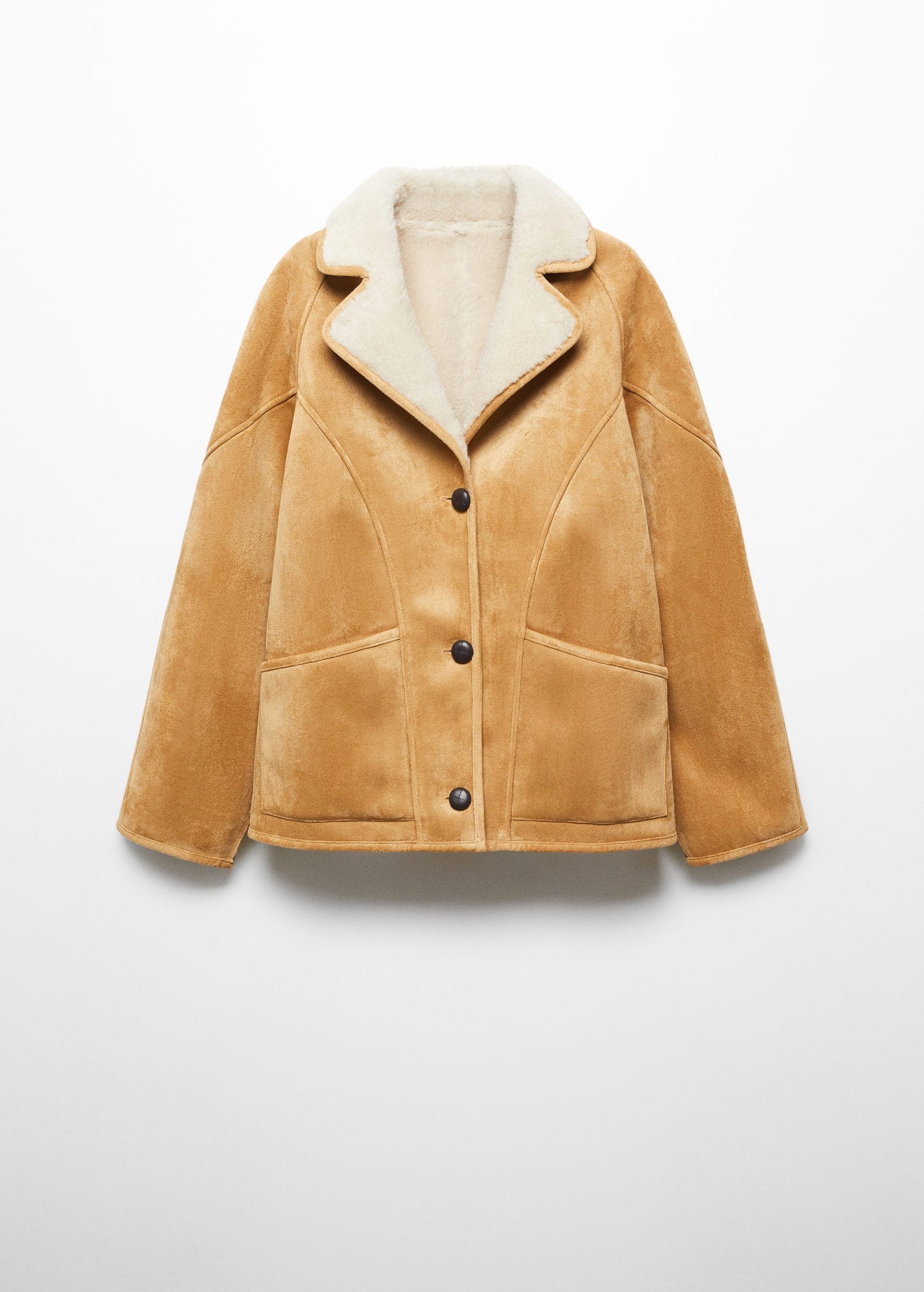 MANGO Double-Sided Button Coat in Medium Brown | Endource