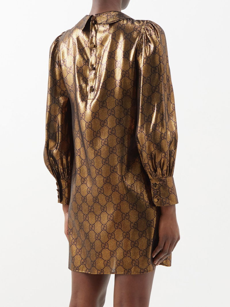 GUCCI Pussybow GG-Lam Mini Dress | endource