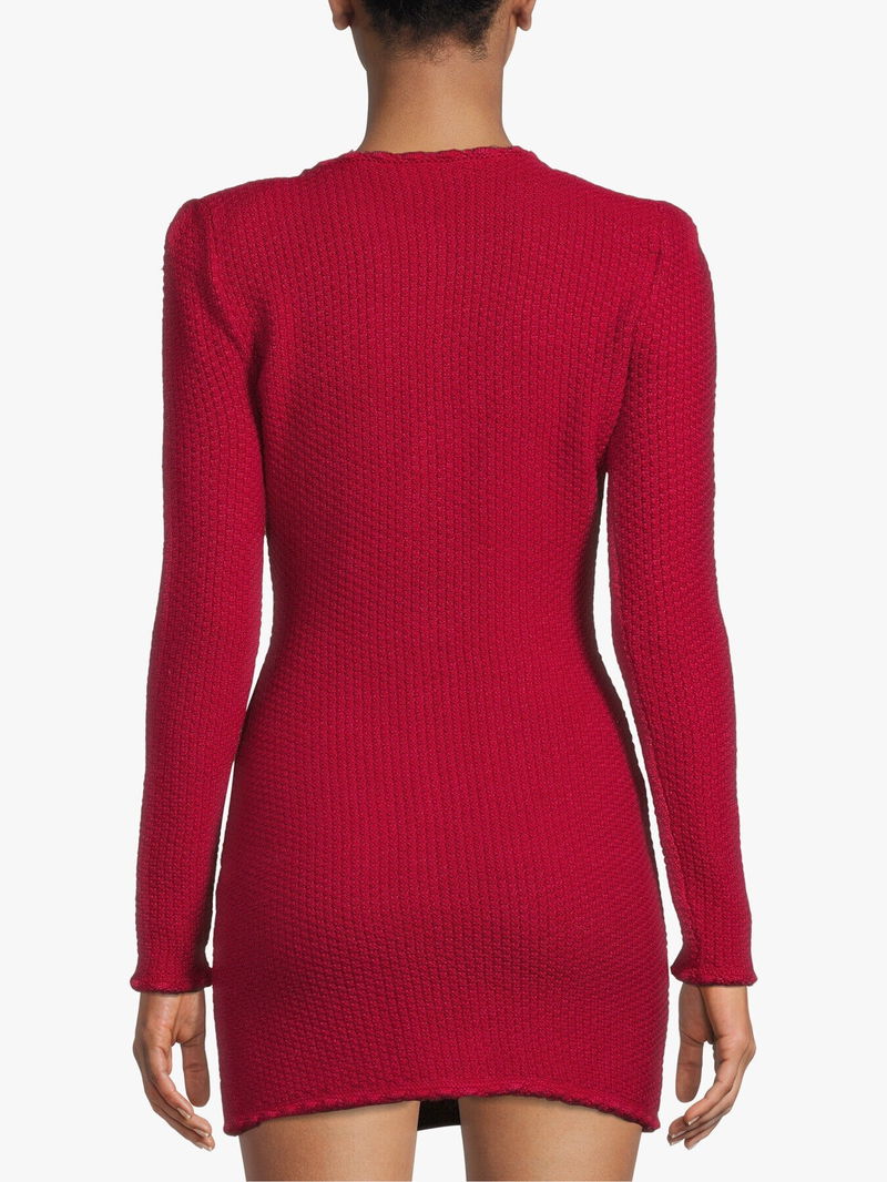 hot pink long sleeve homecoming dresses One Shoulder Hot Pink Long Sleeve Appliques Sheath Homecoming Dress, Hot Pink / 10 main image 1