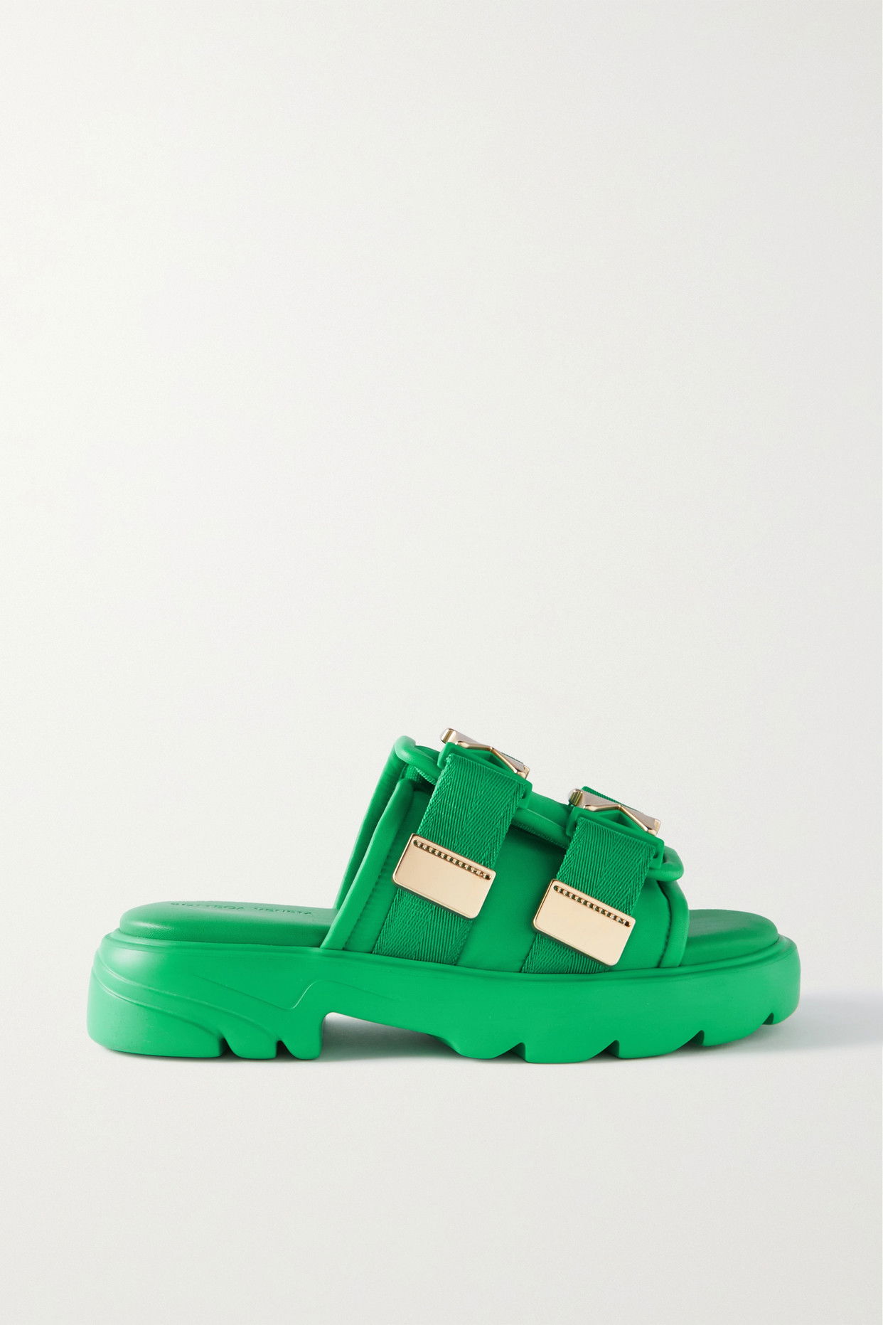 Stretch Slide BOTTEGA VENETA Flash Leather-Trimmed Stretch Slides in Green | endource