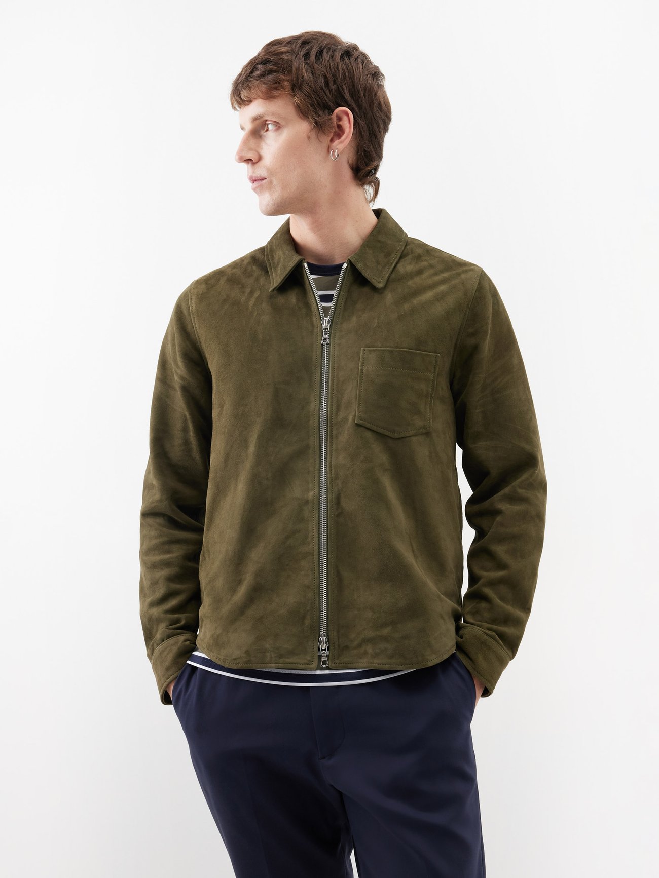OFFICINE GÉNÉRALE Sid Patch-Pocket Suede Overshirt | endource
