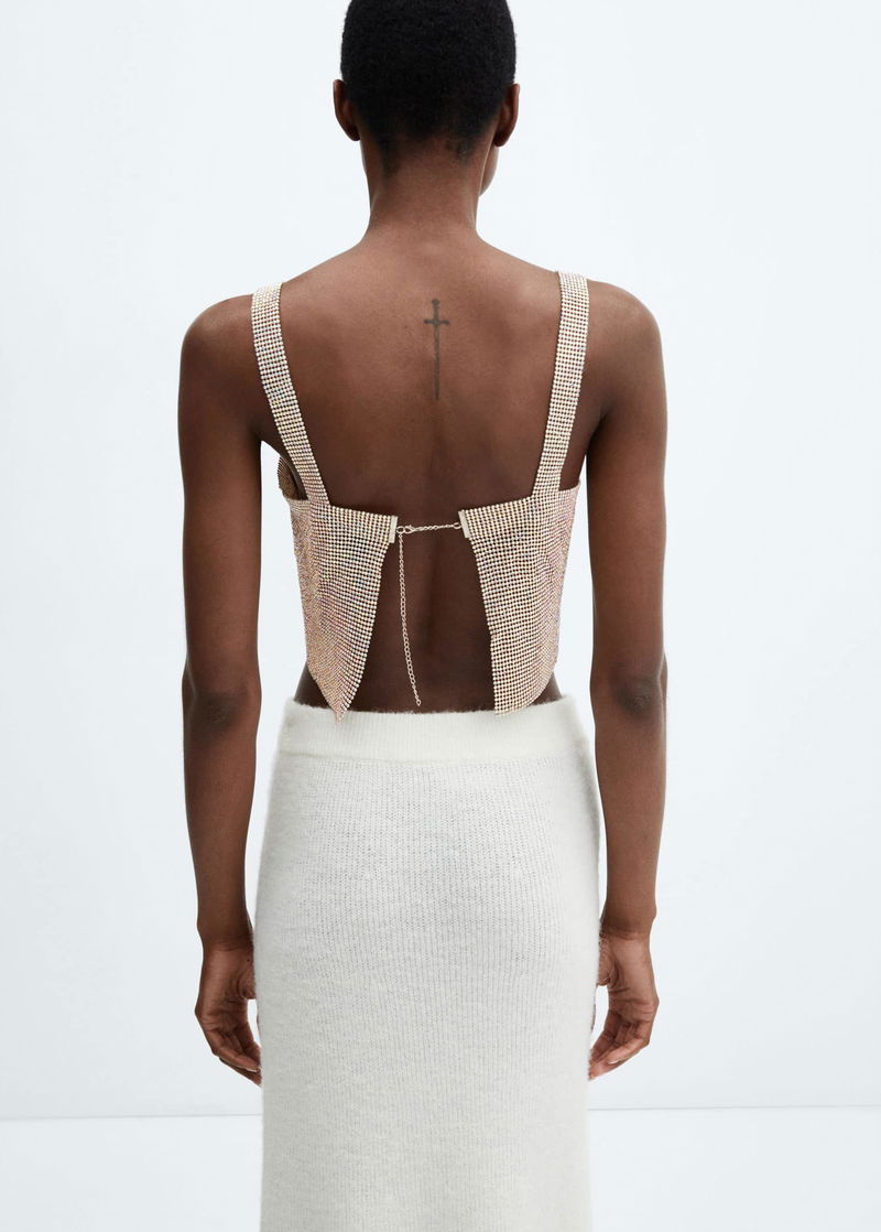 MANGO Crystal Mesh Top in Silver | Endource
