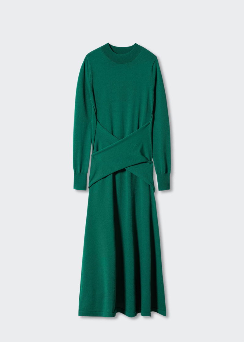mango bow knitted dress Knitted dress with bow neckline - Women