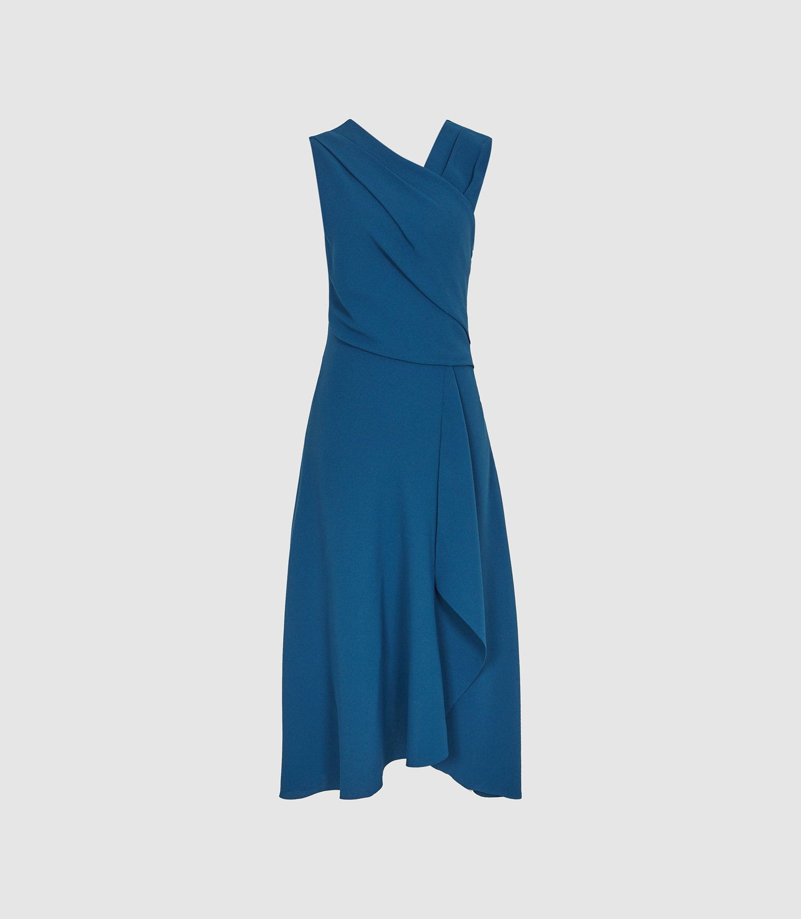 REISS Marling Wrap Front Midi Dress in Teal | Endource