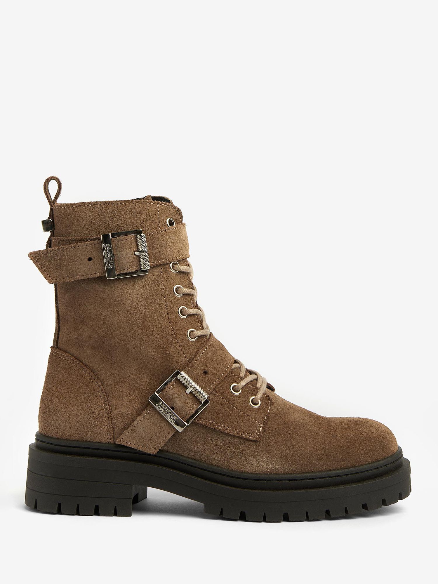 BARBOUR Redgrave Suede Lace Up Ankle Boots in Oat | endource
