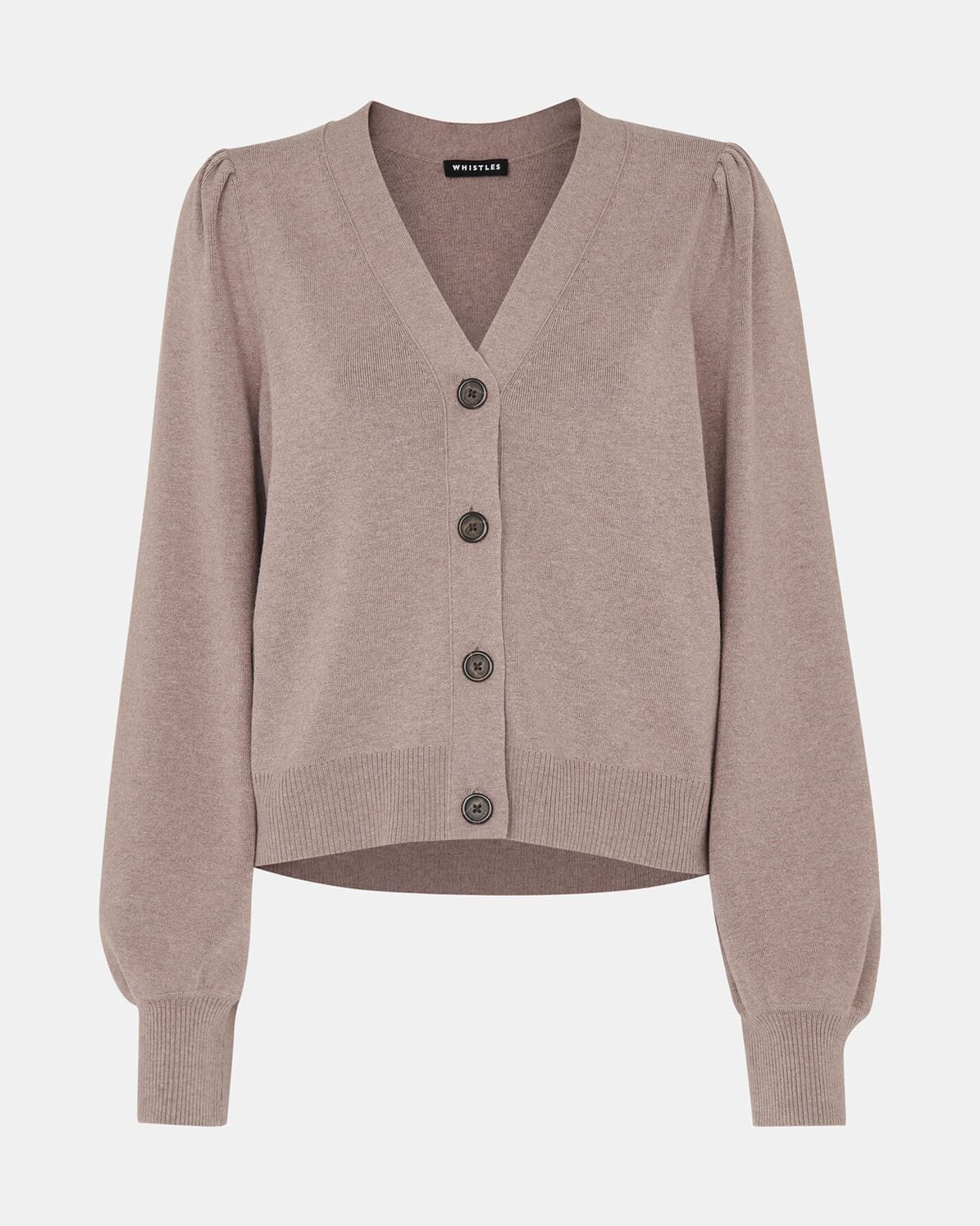WHISTLES Neutral Puff Sleeve Cardigan in Neutral
