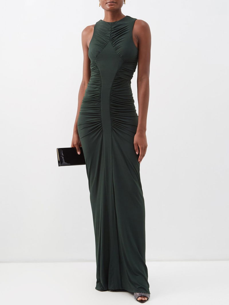 green emerald velvet dress Yves Saint Laurent Vintage Haute Couture AW 1984 Black and Green Velve –  Amarcord Vintage Fashion main image 1