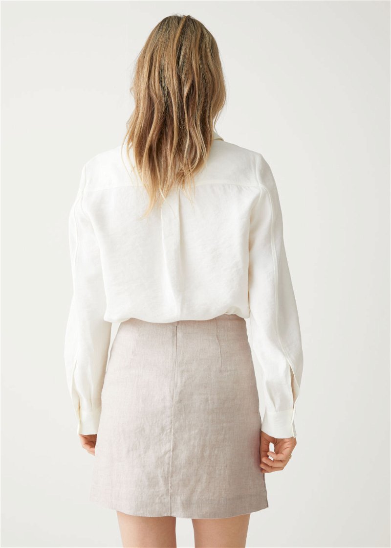 & OTHER STORIES Linen Mini Skirt in Light Beige | Endource | Sommerröcke