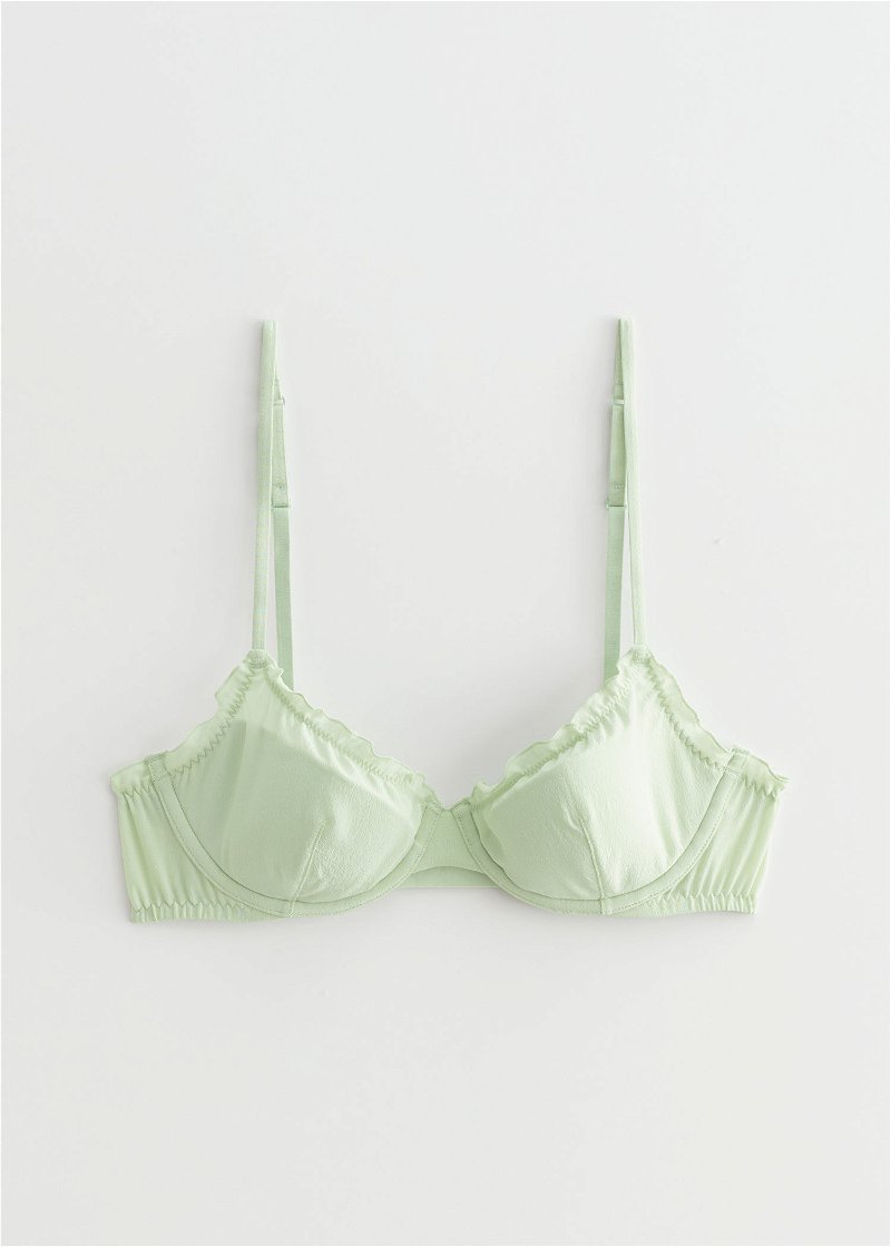  OTHER STORIES Padded Mulberry Silk Bra in Light Green