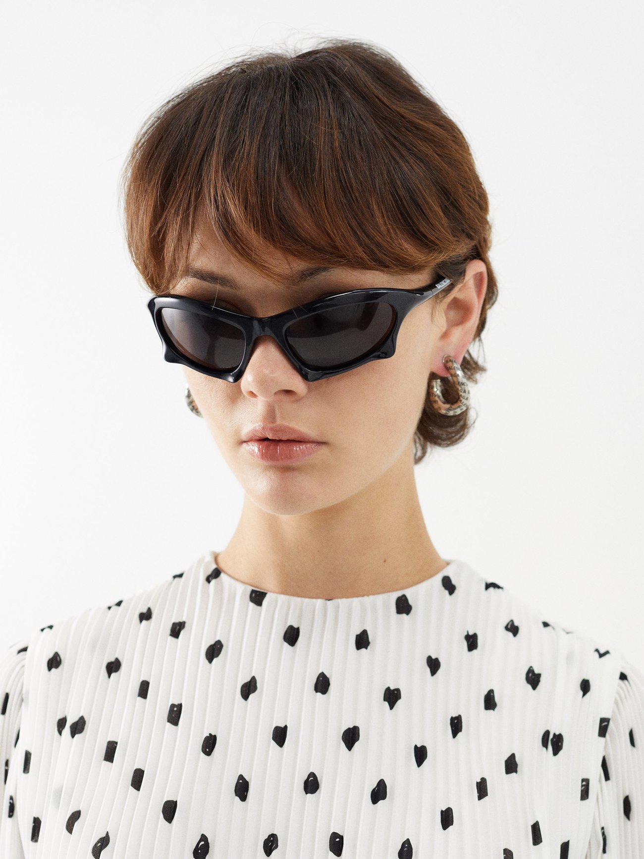 BALENCIAGA Bat Rectangle-Frame Nylon Sunglasses | endource