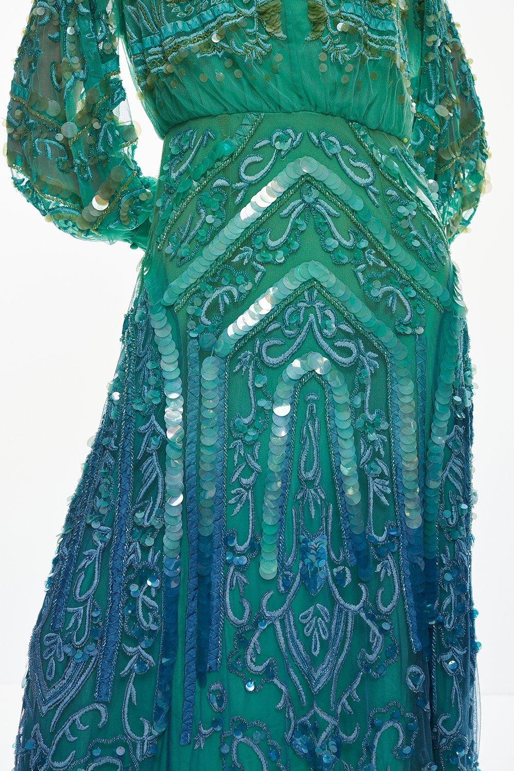 KAREN MILLEN Ombre Sequin And Embroidered Dress