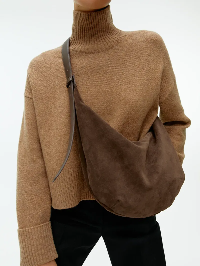 Suede Crossbody Bag - Brown - ARKET