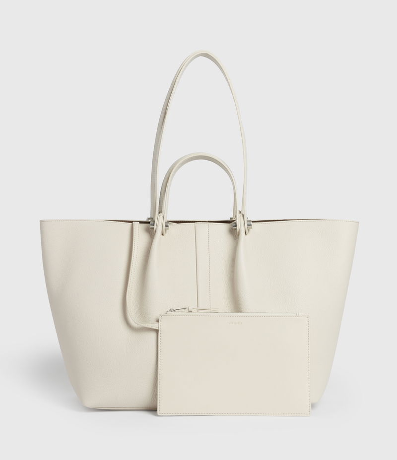 East West large leather tote