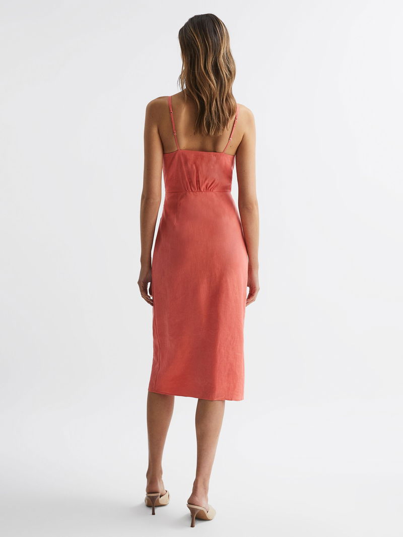REISS Esme Linen Side Tie Midi Dress | endource REISS Esme Linen Side Tie Midi Dress | endource