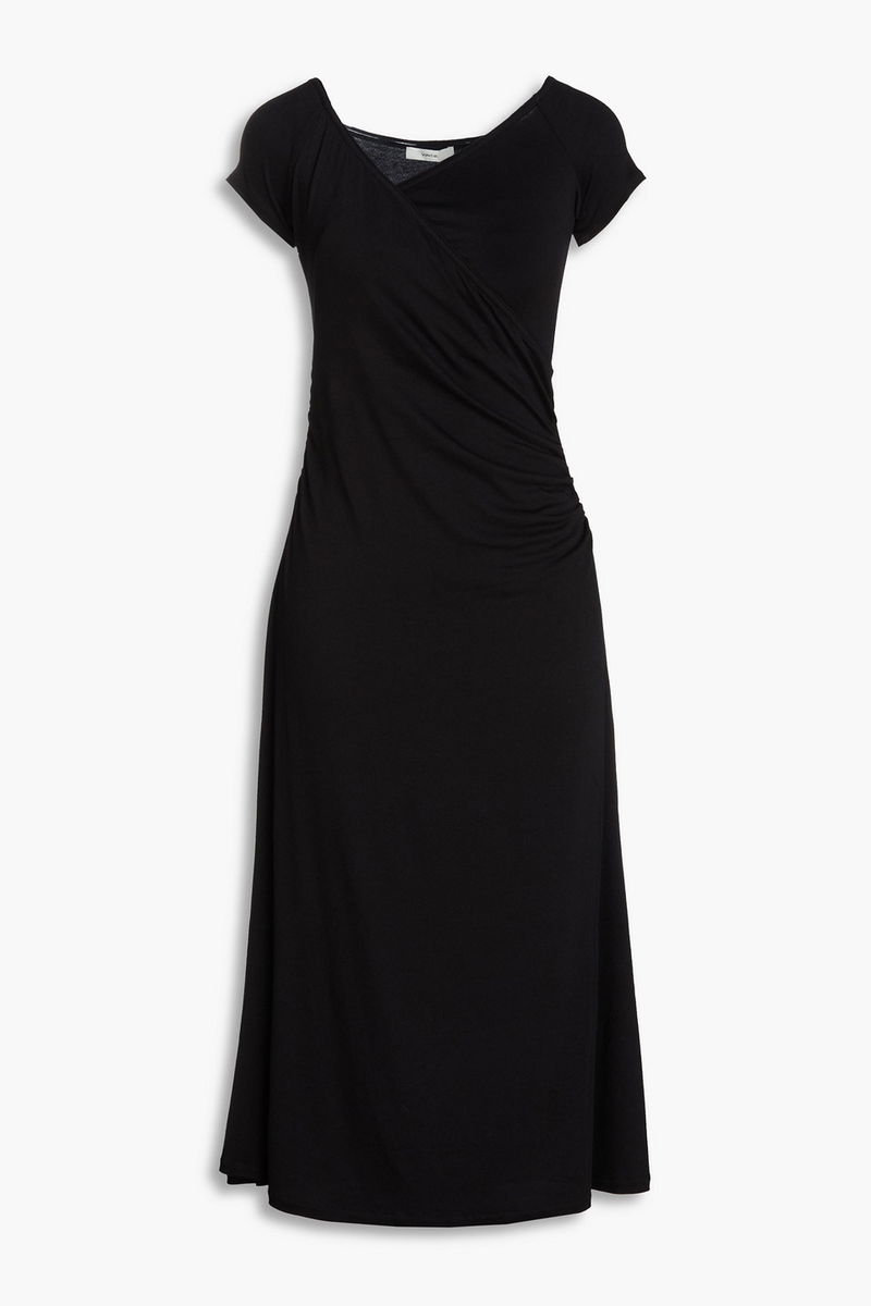 Wrap-Effect Stretch-Knit Midi Dress endource