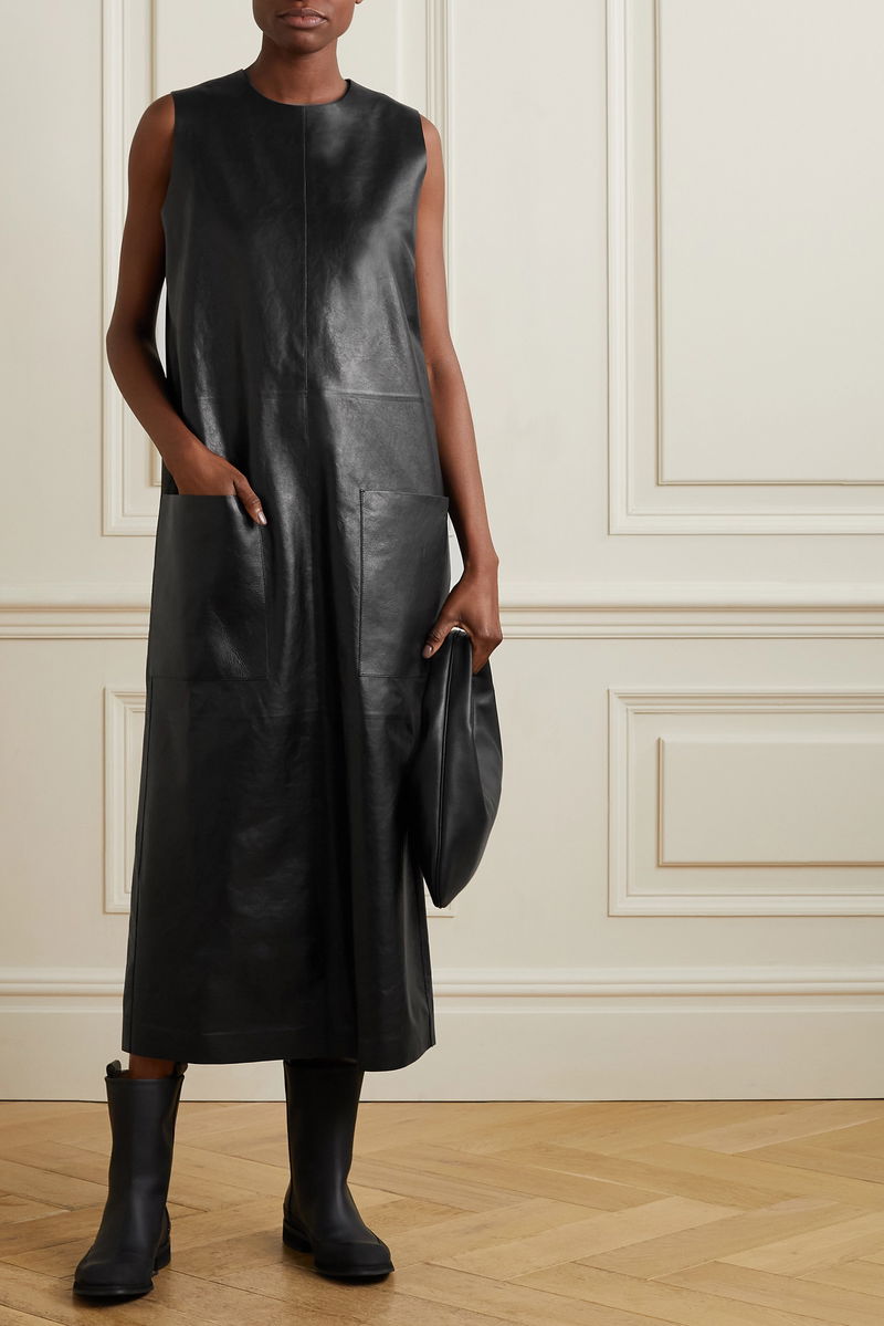 THE ROW Worthy Paneled Leather Midi Dress | endource THE ROW Worthy Paneled Leather Midi Dress | endource