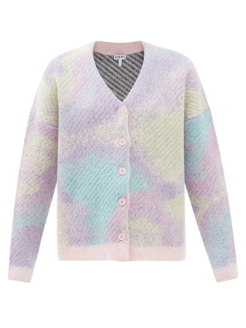 LOEWE Unicorn-Jacquard Tie-Dyed Mohair-Blend Cardigan | endource