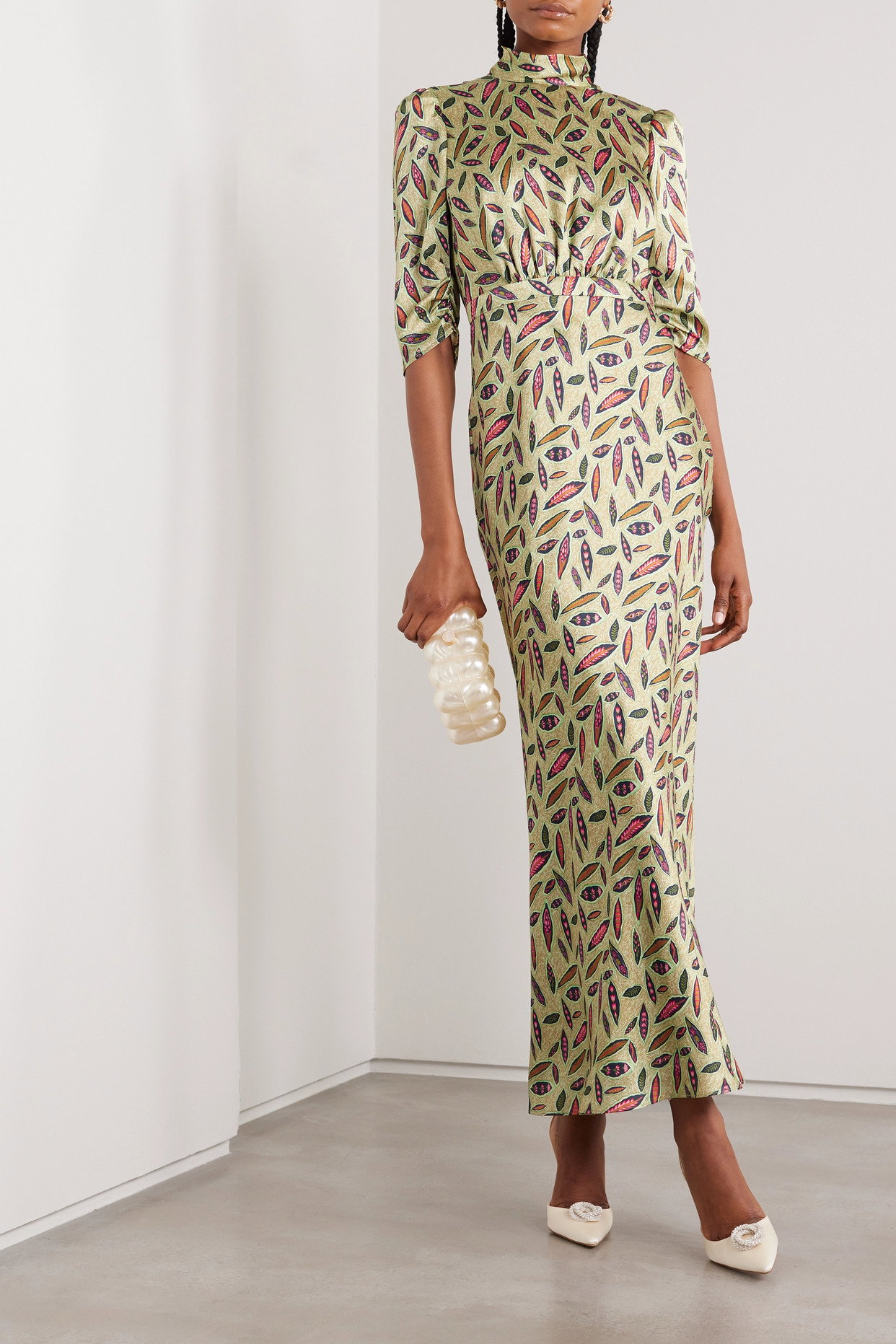 saloni adele hammered silk-satin maxi dress Saloni Adele Hammered Silk-satin Maxi Dress