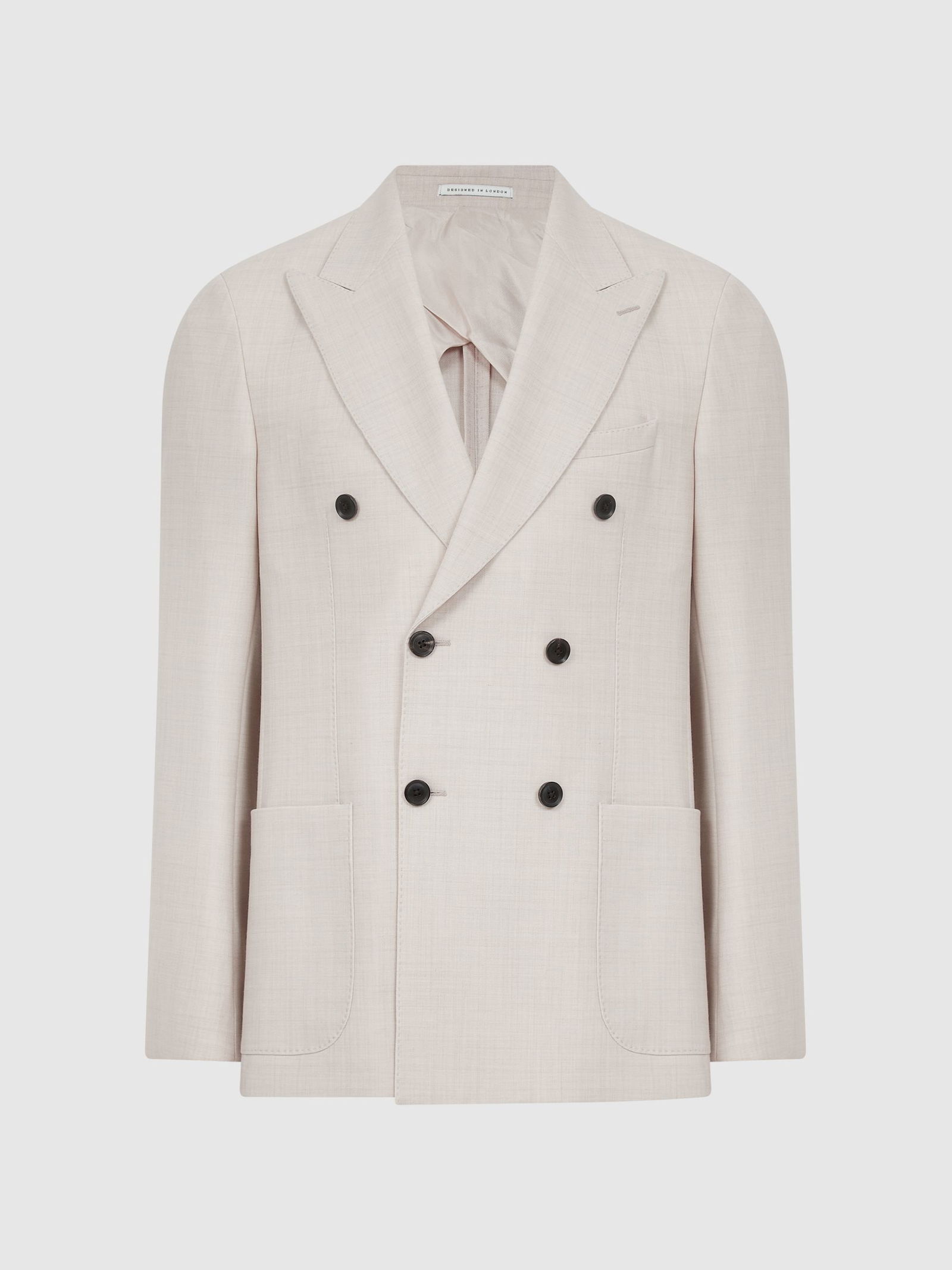 REISS Belmont Slim Fit Double Breasted Wool Blend Blazer in Stone ...