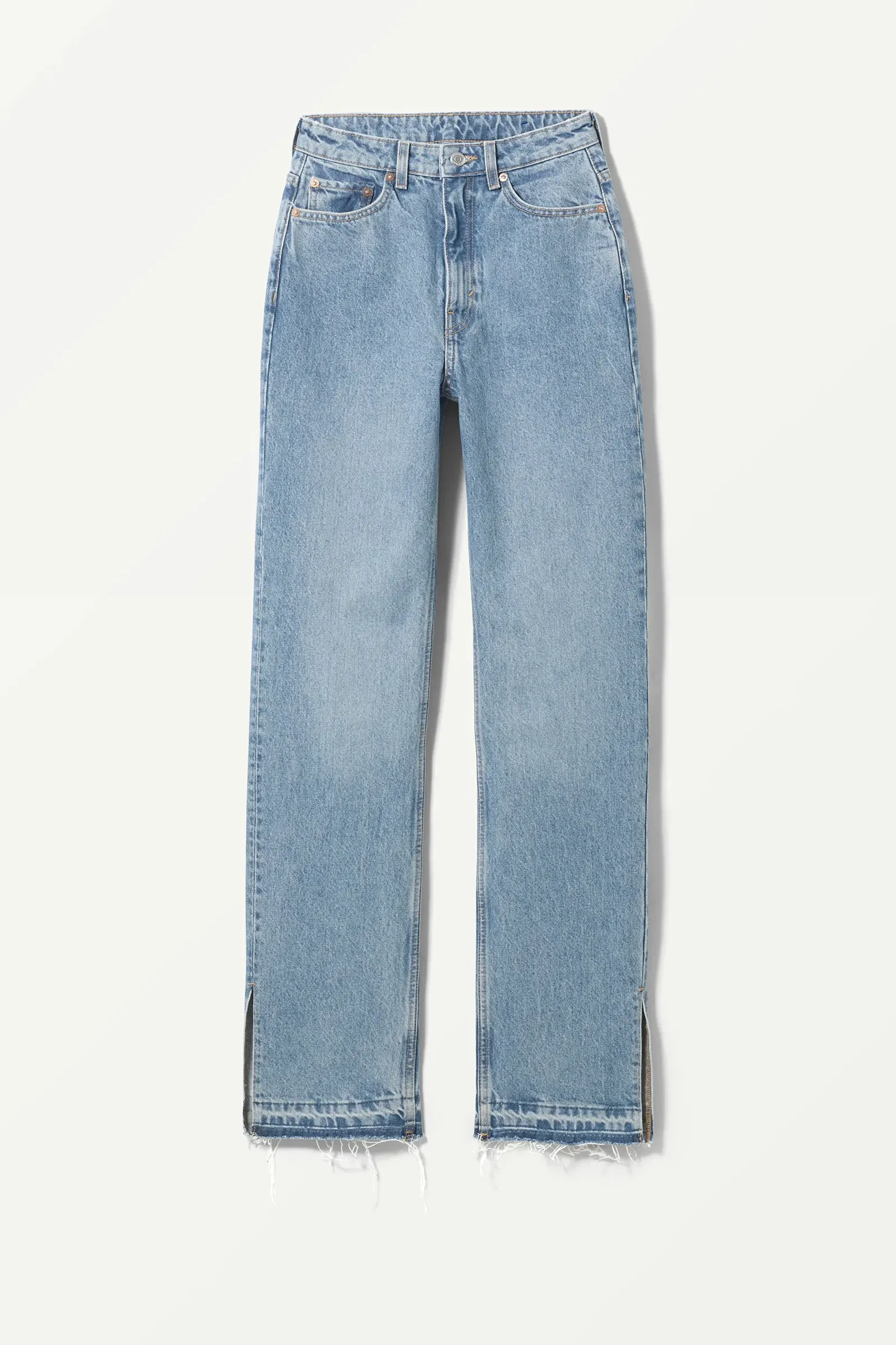 WEEKDAY Rowe Raw Split Jeans in Hanson blue | Endource