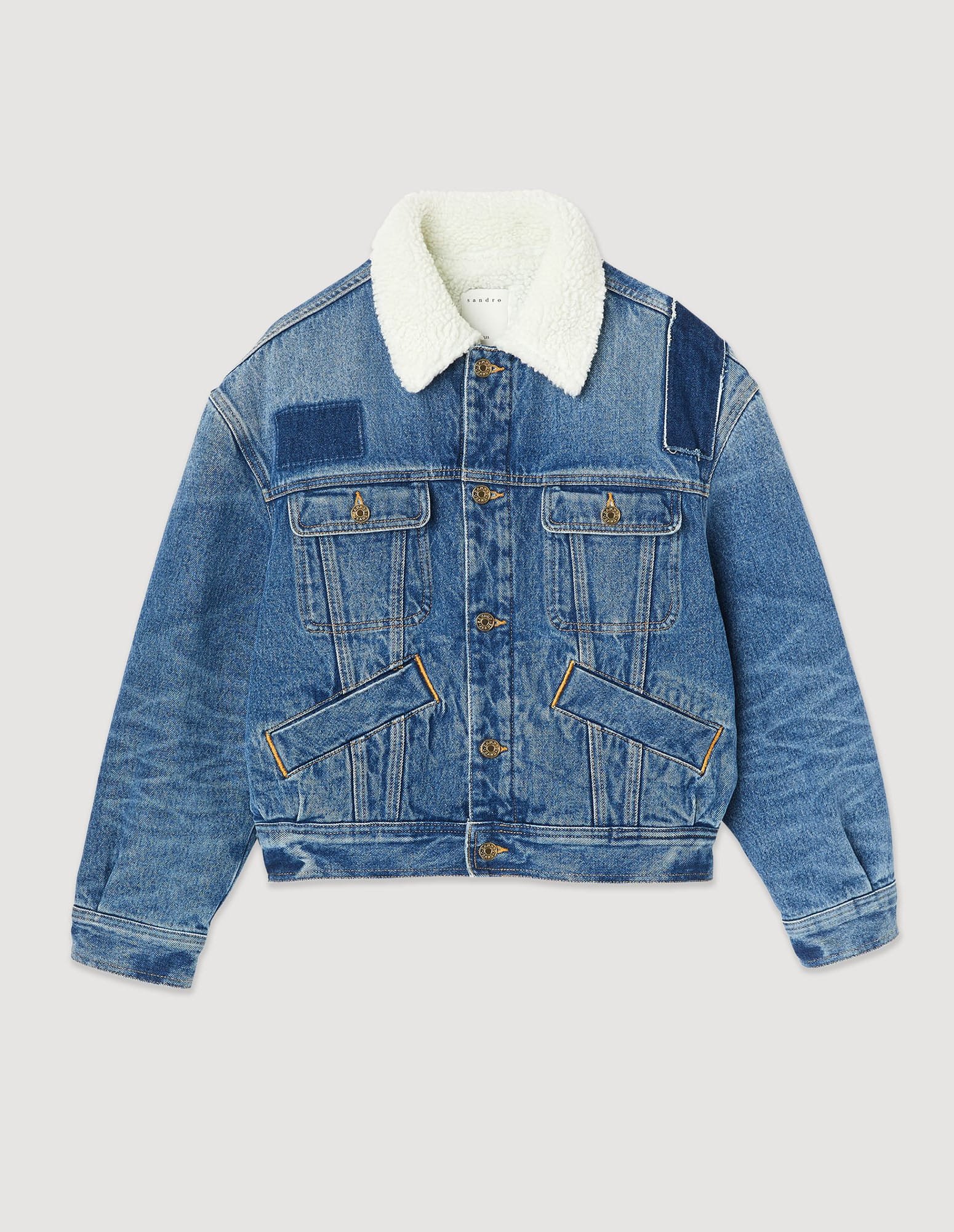 SANDRO Lined Denim Jacket in Blue Jean | Endource