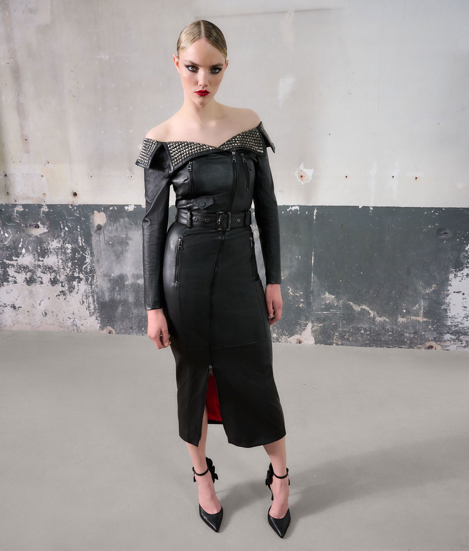 KARL LAGERFELD Leather Biker Dress
