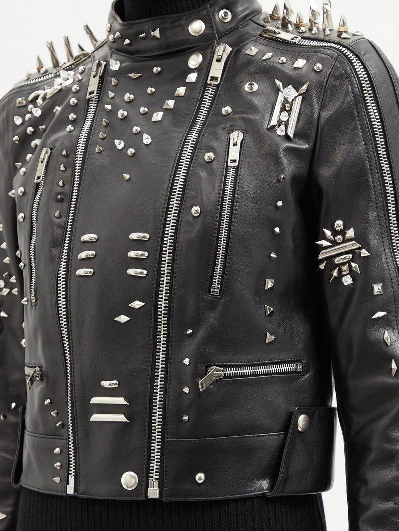 Isabel Marant Rosana Cropped Studded Leather Jacket