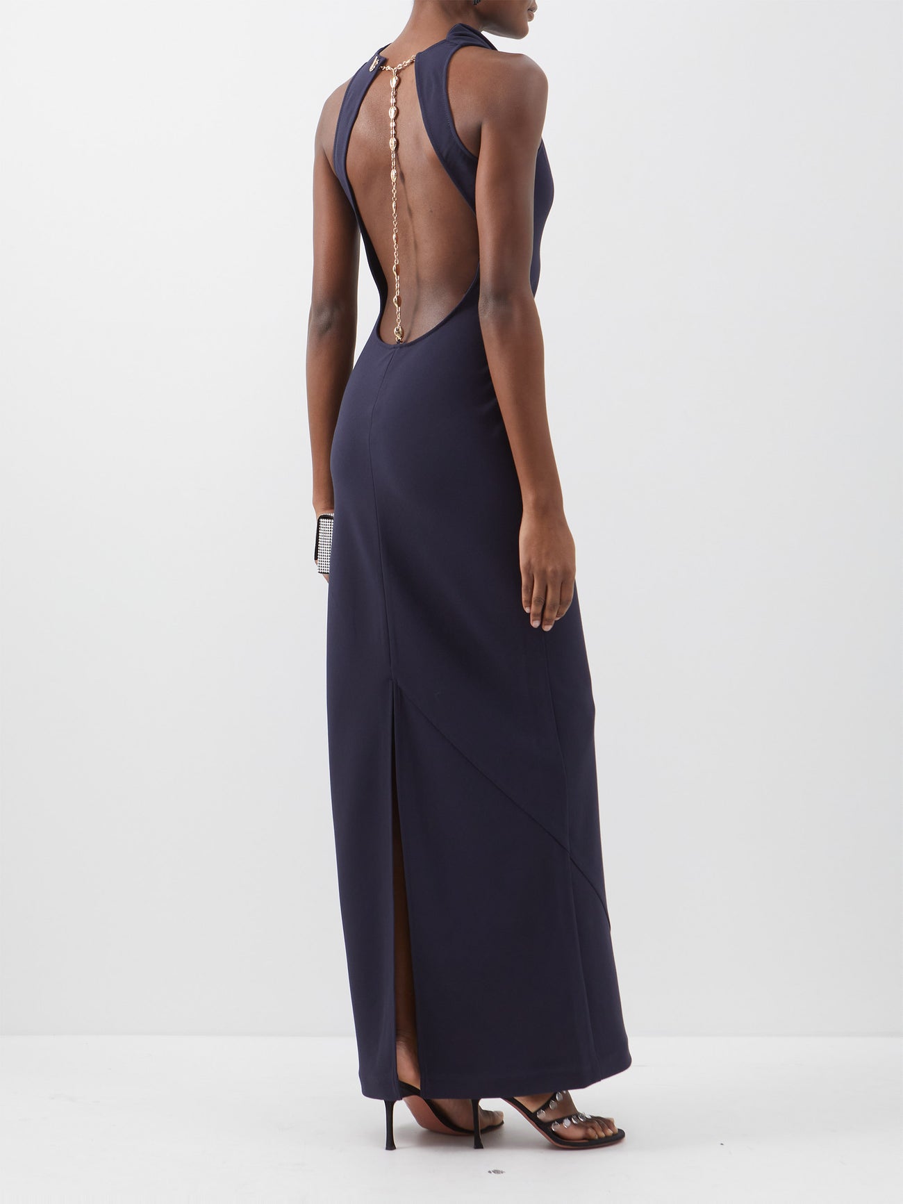 open lace back dress Black Open Back Maxi Dress With Long Sleeves main image 0