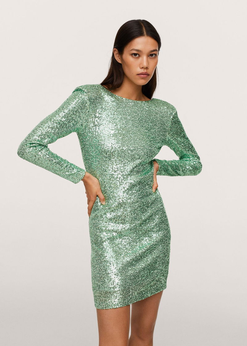green emerald velvet dress Mac Duggal Women's Sleeveless Sequin Paillette Column Gown - Green - Size 6