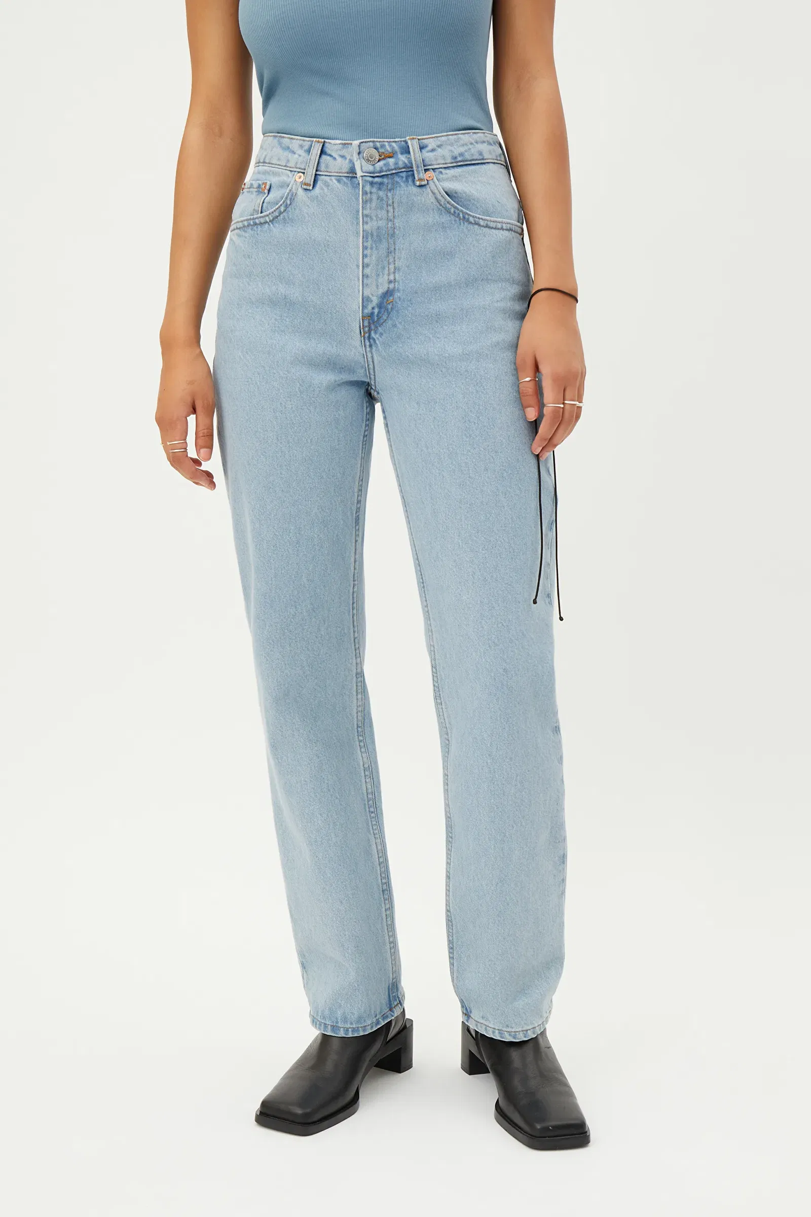 ASAPMODE Wave Washed Straight Jeans Asapmode Raw Stacked Loose Fit 