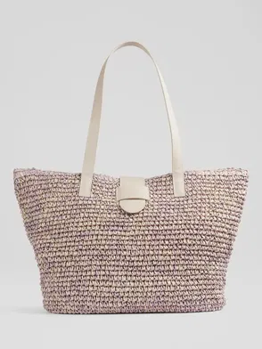 Prada Logo Open Tote Sequined Mesh Small Purple 2242072