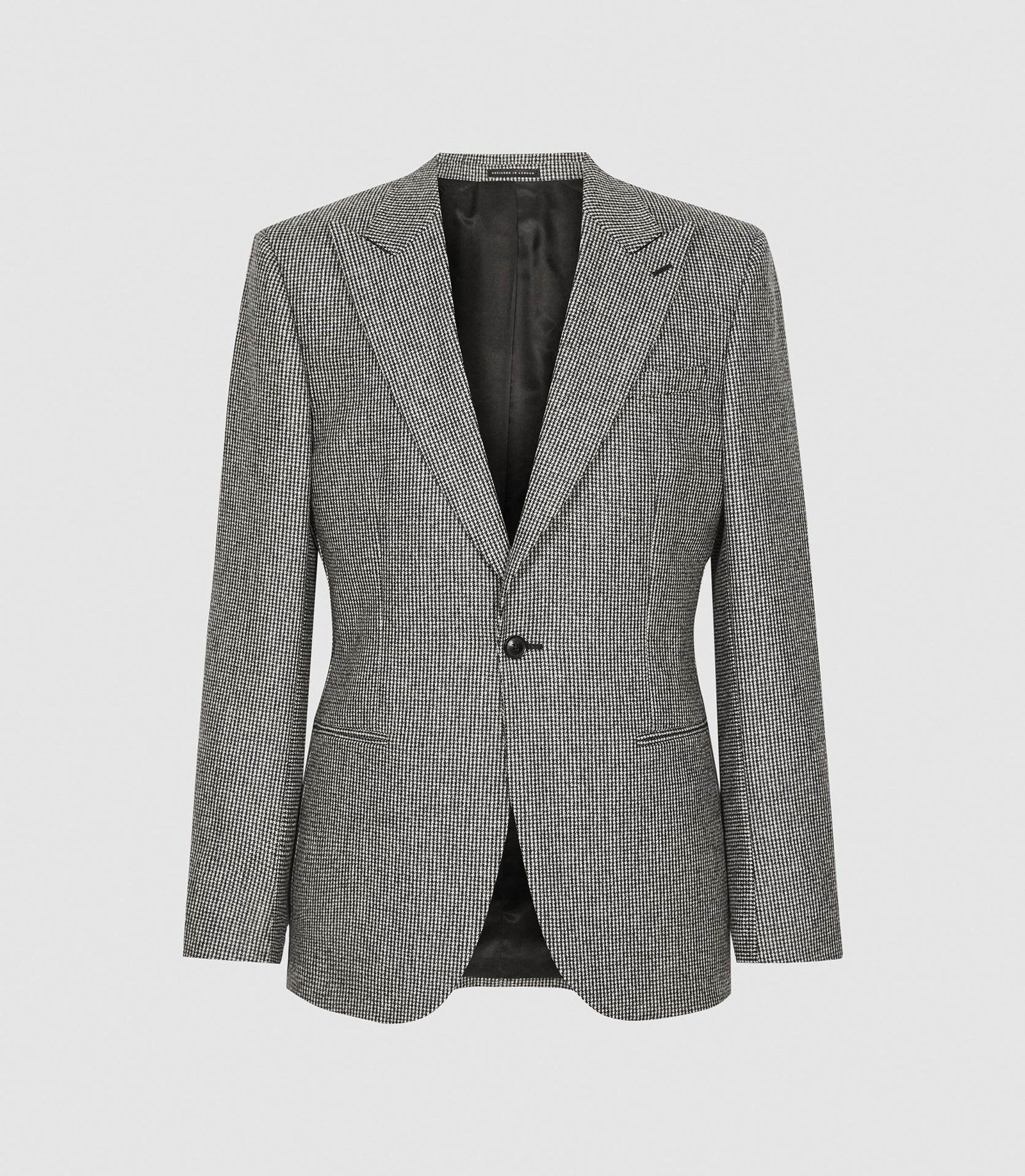 Reiss Denzil Puppytooth Check Slim Fit Blazer In Grey 