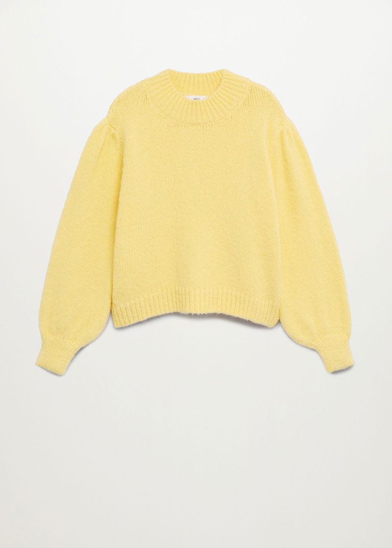 Yellow Mustard Puff Sleeve Sweater Zara MANGO Sweater With Puffed