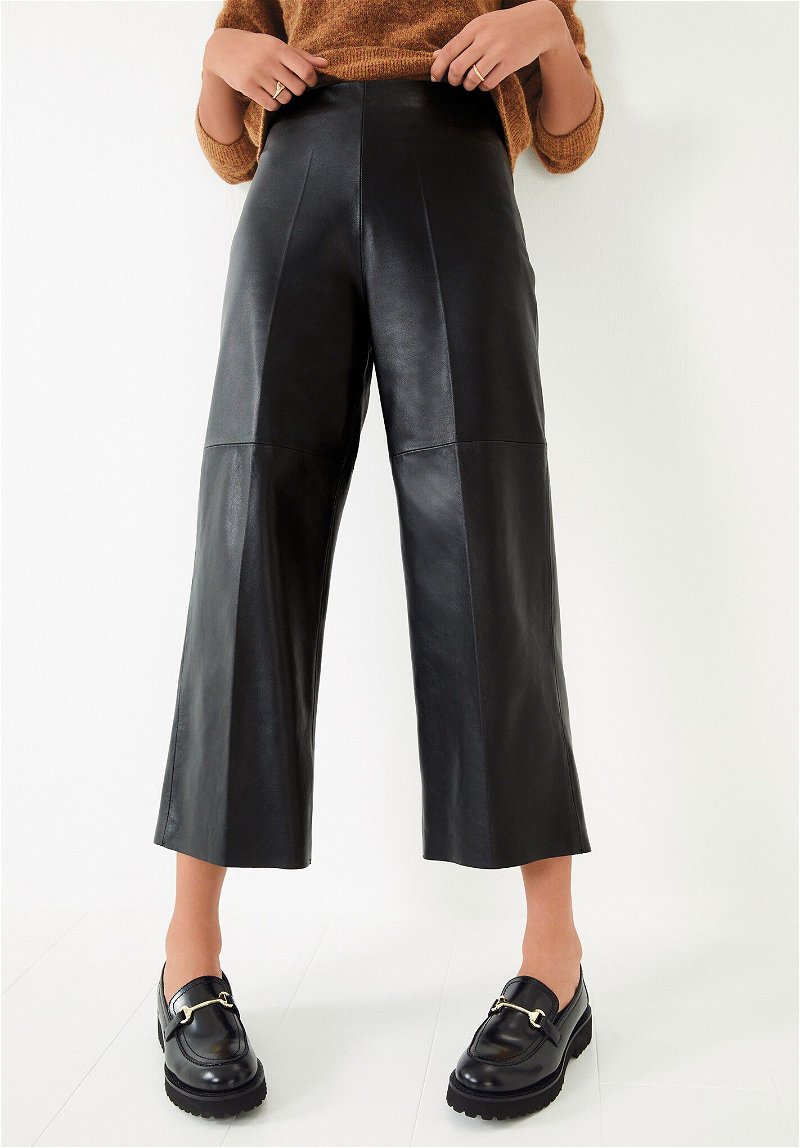 HUSH Riko Leather Culottes in Black | Endource