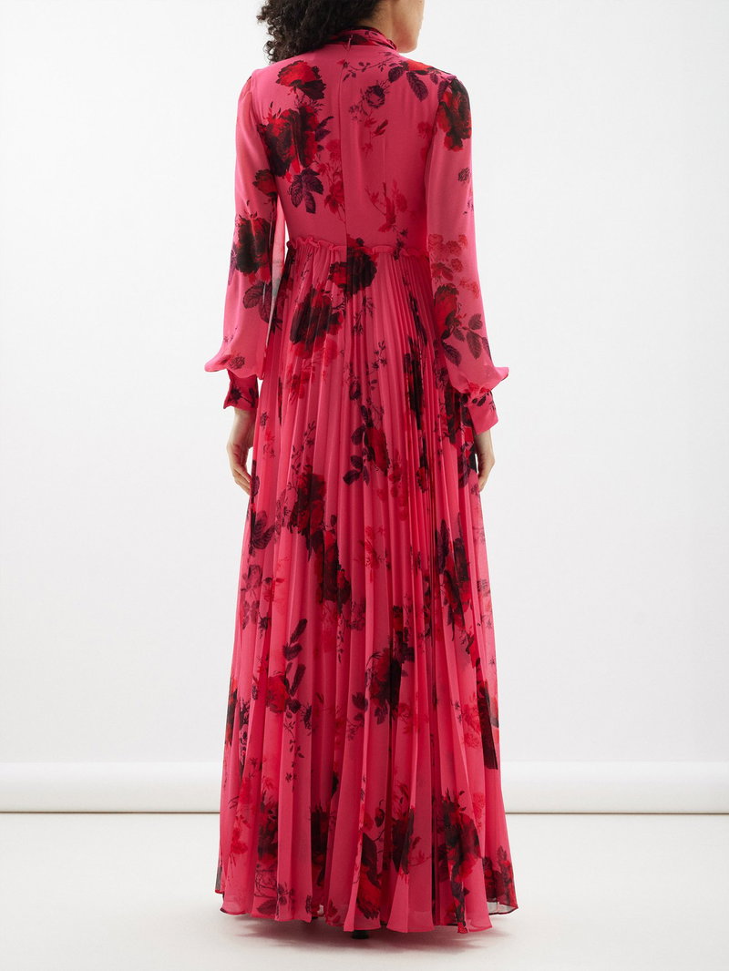 open lace back dress Erdem // Red & Multicolour Floral Dress  VSP Consignment