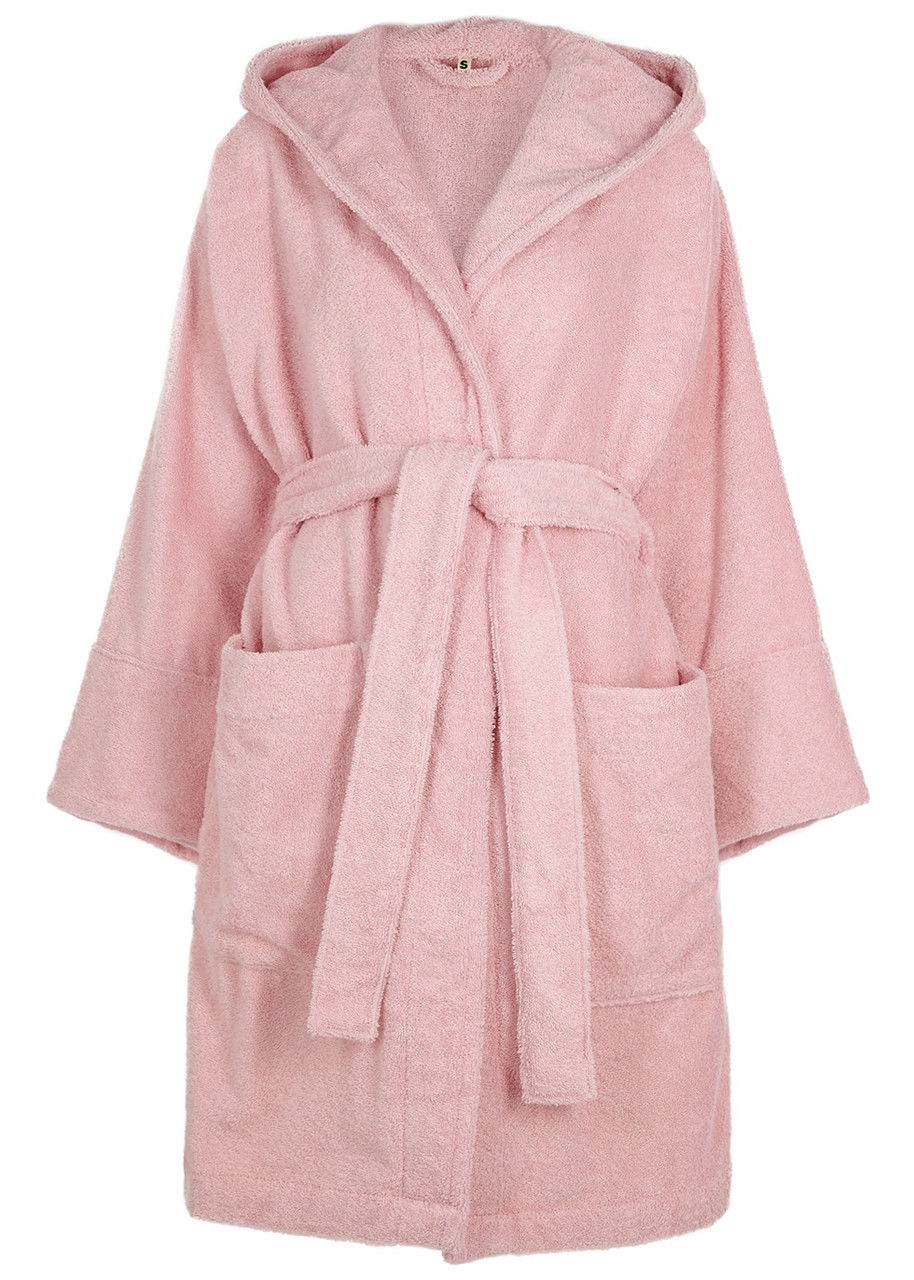 Purple Hooded cotton-terry bathrobe, Tekla