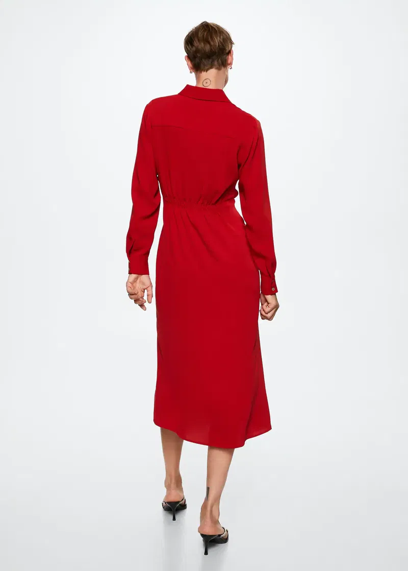 mango red shirt dress Knot detail shirt dress - Women