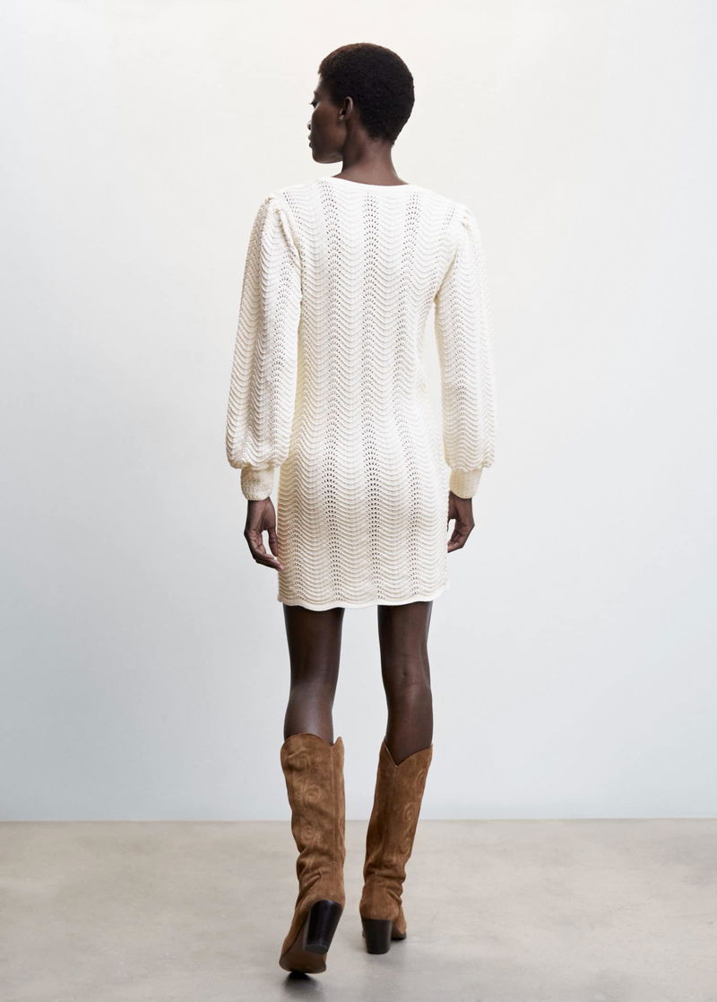 mango white knit dress MANGO - V-Neck knitted Dress White