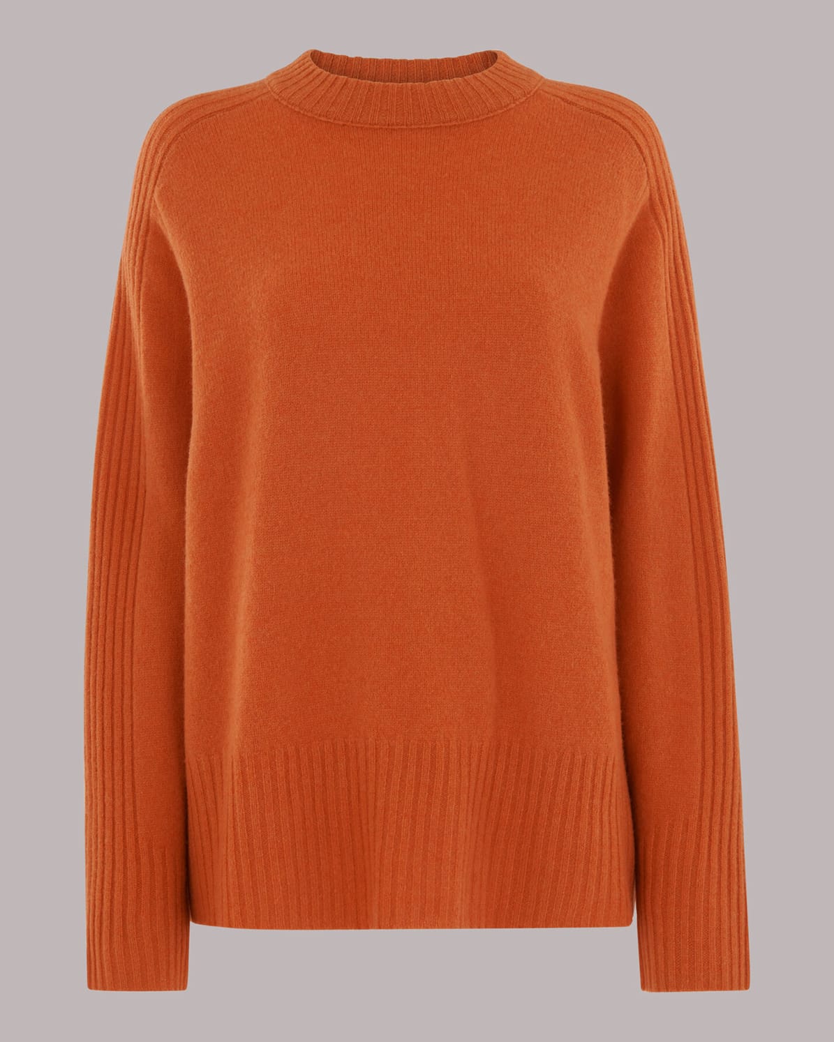 WHISTLES Boyfriend Wool Sweater in Orange Endource