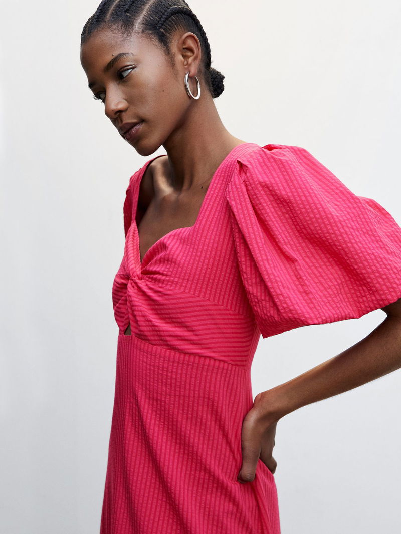 mango textured cotton blend dress MANGO Textured Cotton-Blend Dress