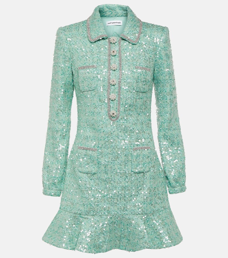 SELF-PORTRAIT Sequined Boucl Minidress | endource