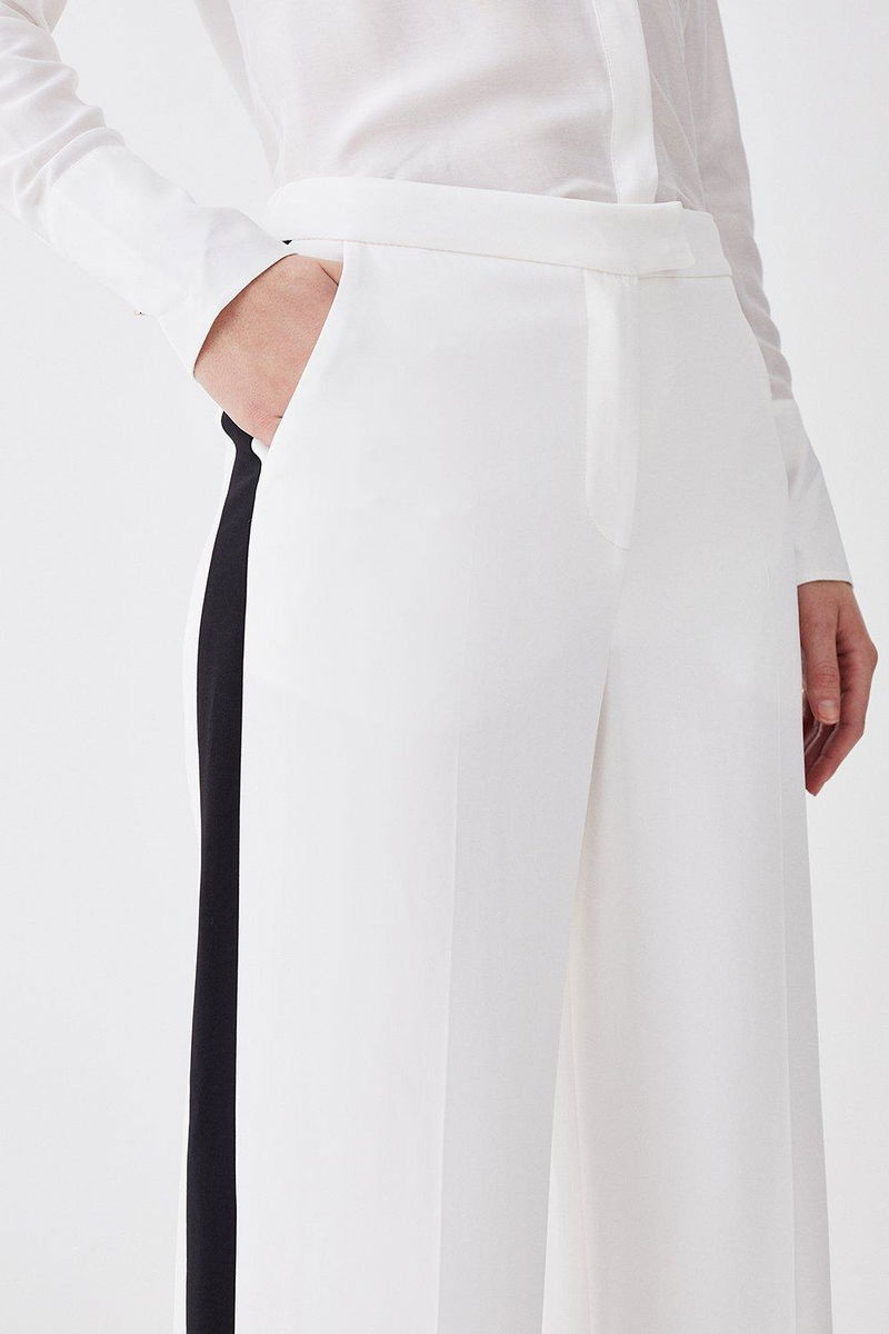 Reiss Whitley Contrast Waistband Wide Leg Suit Trousers