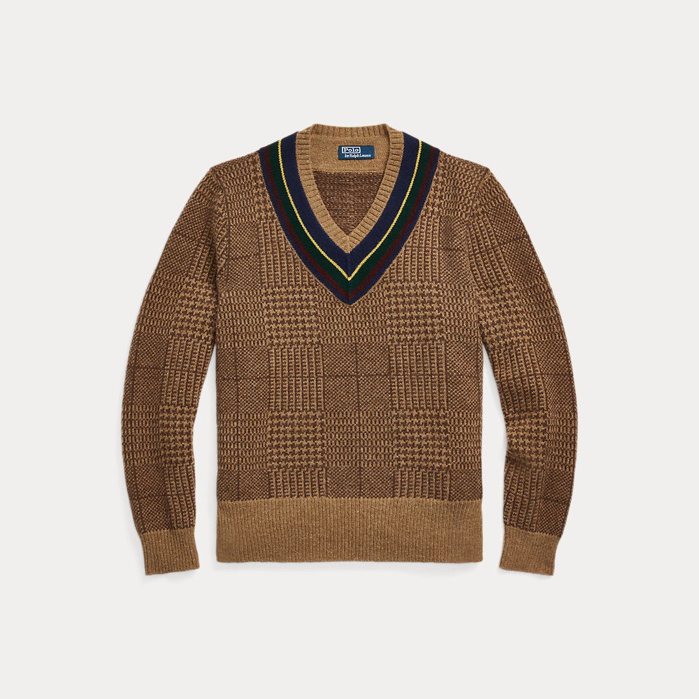 Glen Plaid Plaid Crew Neck Sweater Ralph Lauren Glen Plaid Wool